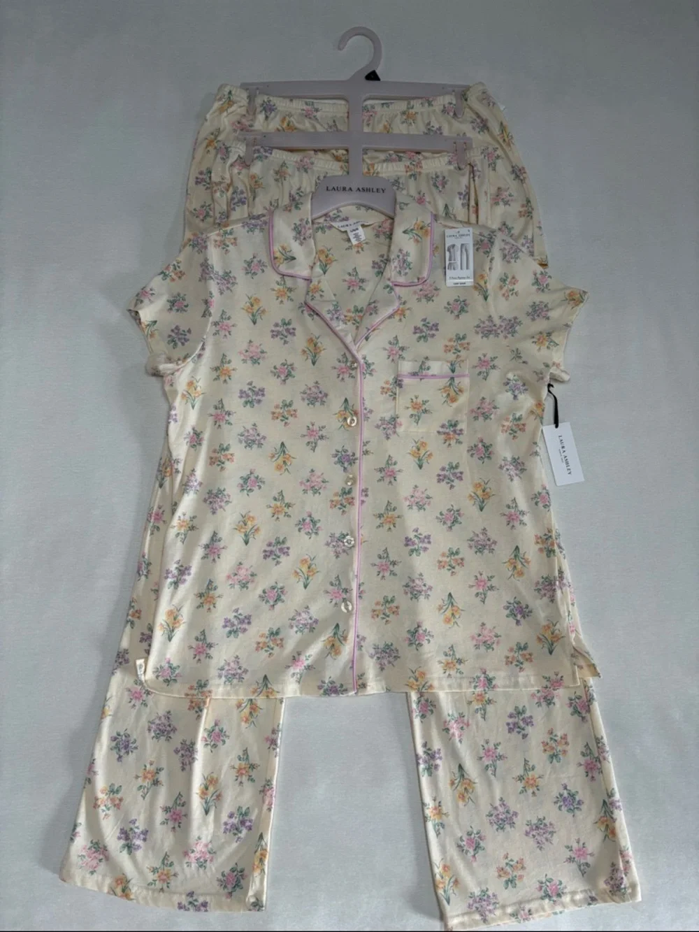 Laura Ashley Cotton Flower print Pajama Set - top, pants, shorts
